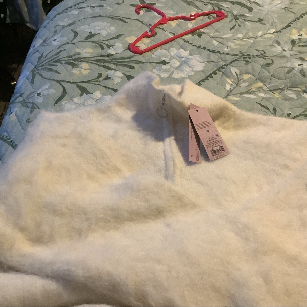 wild fable Cream Fuzzy Half-Zip Sweater
